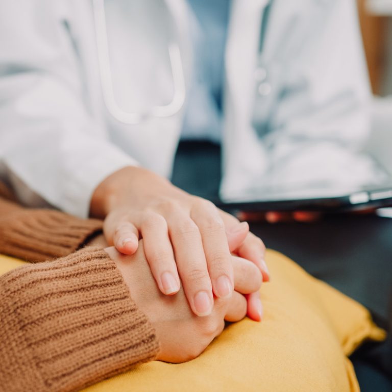 Asian woman psychotherapist Doctor talking with the patient about mental health, for recover wellbeing and be a healthy lifestyle. Close up shot.